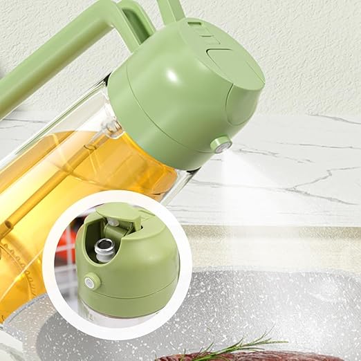 2-in-1 Glass Oil Sprayer & Dispenser | 500ml Sprayable & Pourable Oil Bottle | Multipurpose Kitchen Oil Container (Random Color)**