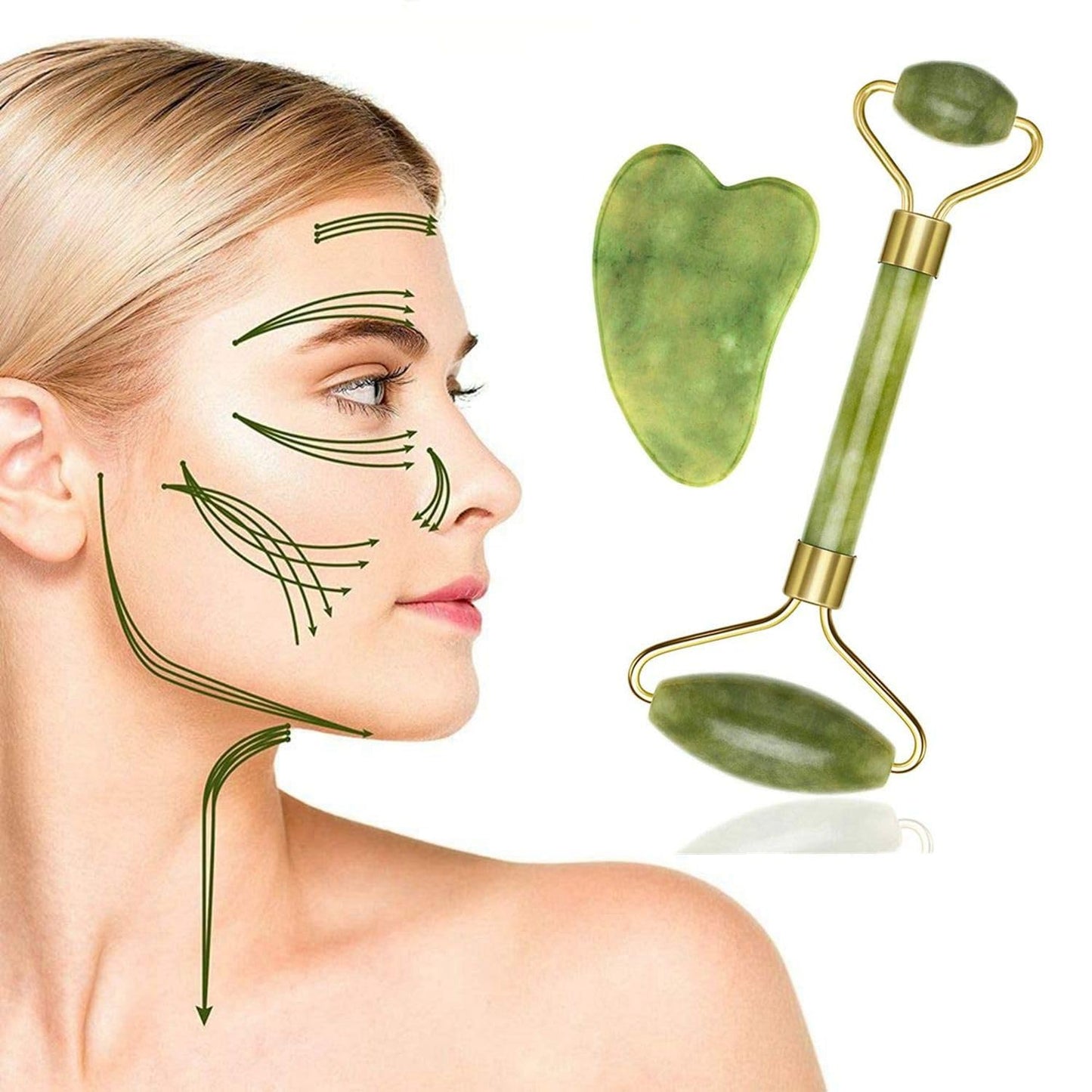 Jade Roller Single Plastic Facial Massager | Manual Face Roller for Women | Skin Care & Relaxation Tool