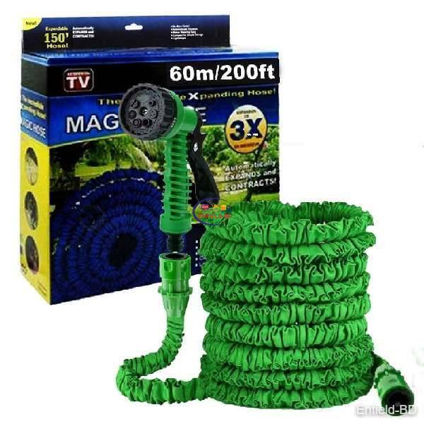 Magic Hose Pipe | Water Spray | Pressure Water spray Jet Gun | Expandable, Flexible Garden Water Hose for Car Wash, Bike Wash, Home and Garden 200 ft (Random Color)