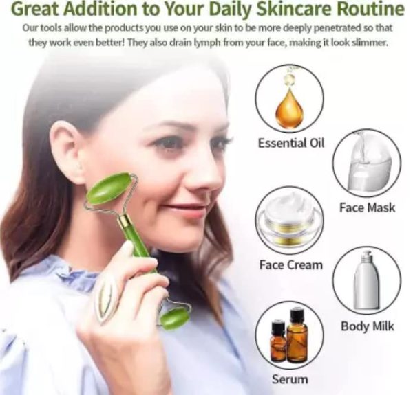 Jade Roller Single Plastic Facial Massager | Manual Face Roller for Women | Skin Care & Relaxation Tool