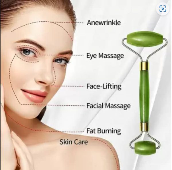 Jade Roller Single Plastic Facial Massager | Manual Face Roller for Women | Skin Care & Relaxation Tool