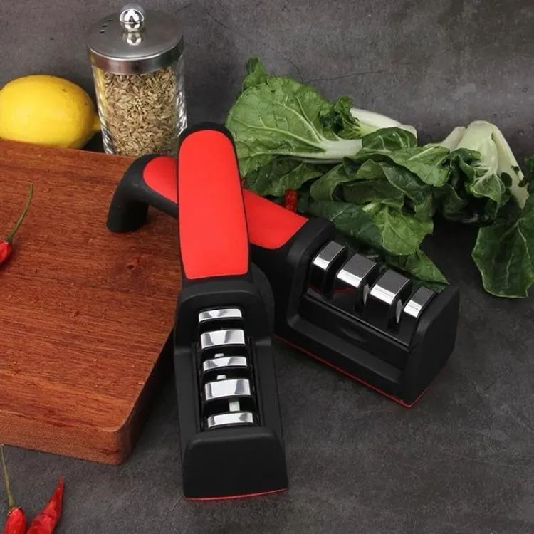 3-Stage Knife Sharpener for Kitchen – Multifunctional Diamond Cutter Sharpening Tool for Straight & Serrated Blades