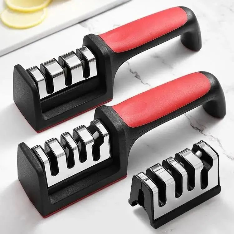 3-Stage Knife Sharpener for Kitchen – Multifunctional Diamond Cutter Sharpening Tool for Straight & Serrated Blades