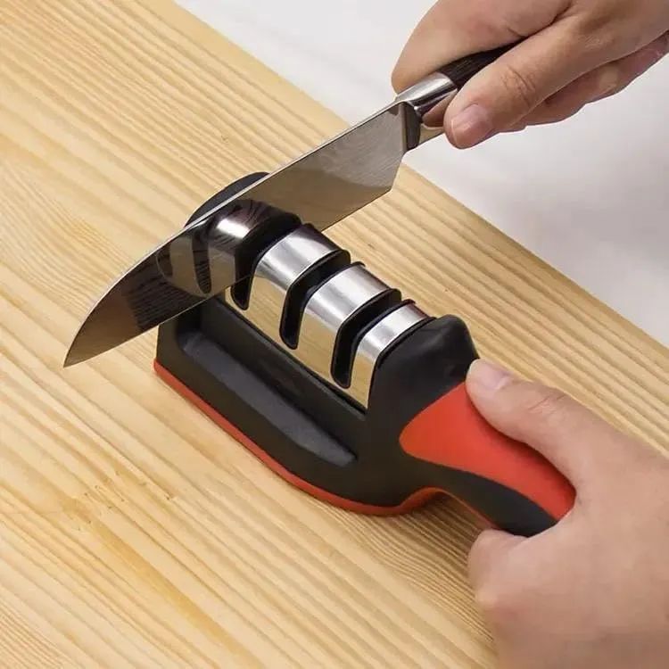 3-Stage Knife Sharpener for Kitchen – Multifunctional Diamond Cutter Sharpening Tool for Straight & Serrated Blades