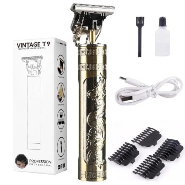 Metal Body Vintage T9 Trimmer | Golden Dragon Hair Clipper for Men | Professional Beard & Hair Cutting Machine"