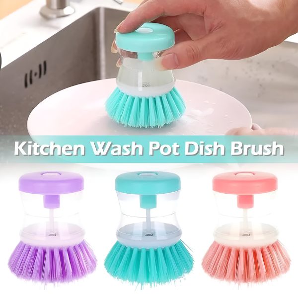 Mini Dishwashing Brush with Built-In Scrubber – Oil-Resistant Kitchen Cleaning Tool | Removes Stains, Random Color