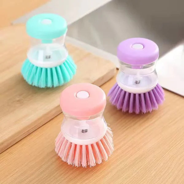 Mini Dishwashing Brush with Built-In Scrubber – Oil-Resistant Kitchen Cleaning Tool | Removes Stains, Random Color