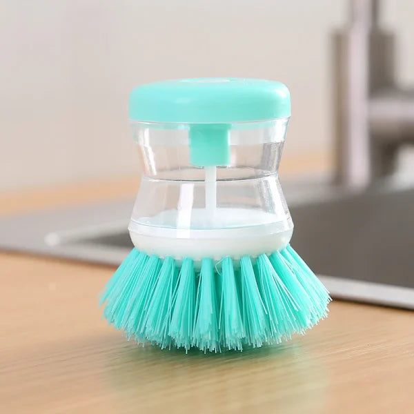 Mini Dishwashing Brush with Built-In Scrubber – Oil-Resistant Kitchen Cleaning Tool | Removes Stains, Random Color