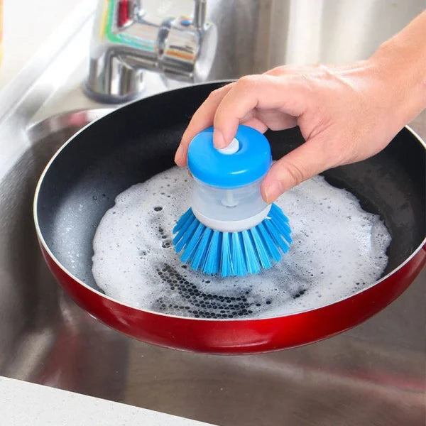 Mini Dishwashing Brush with Built-In Scrubber – Oil-Resistant Kitchen Cleaning Tool | Removes Stains, Random Color