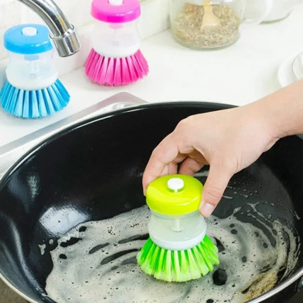 Mini Dishwashing Brush with Built-In Scrubber – Oil-Resistant Kitchen Cleaning Tool | Removes Stains, Random Color