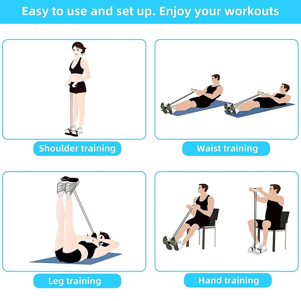 Pedal Resistance Band for Full Body Workout – Latex Exercise Pull Rope, Sit-Up Expander, Tummy Trimmer & Yoga Stretching Equipment
