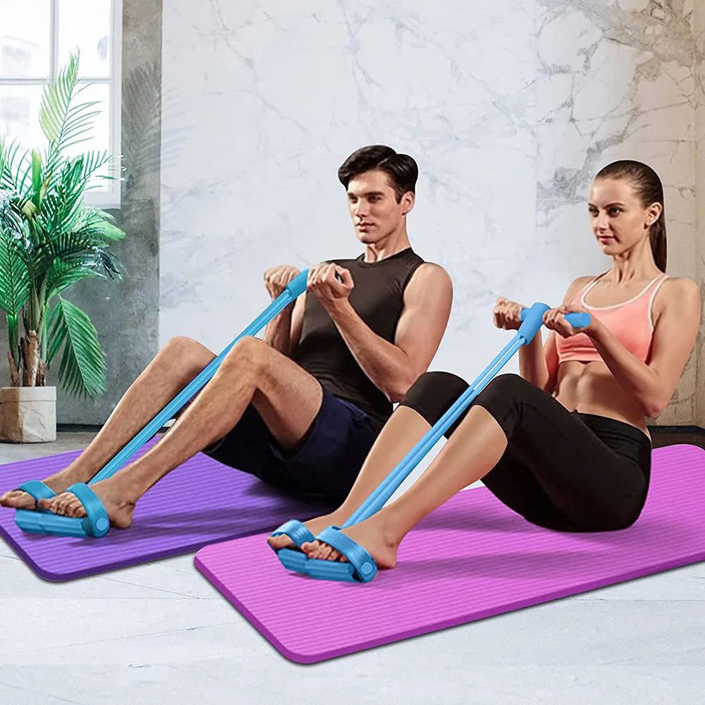 Pedal Resistance Band for Full Body Workout – Latex Exercise Pull Rope, Sit-Up Expander, Tummy Trimmer & Yoga Stretching Equipment