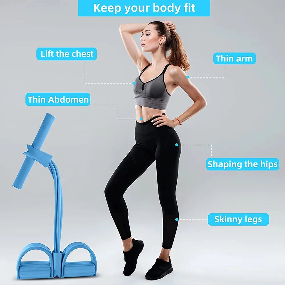 Pedal Resistance Band for Full Body Workout – Latex Exercise Pull Rope, Sit-Up Expander, Tummy Trimmer & Yoga Stretching Equipment