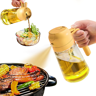2-in-1 Glass Oil Sprayer & Dispenser | 500ml Sprayable & Pourable Oil Bottle | Multipurpose Kitchen Oil Container (Random Color)**