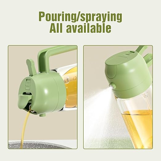 2-in-1 Glass Oil Sprayer & Dispenser | 500ml Sprayable & Pourable Oil Bottle | Multipurpose Kitchen Oil Container (Random Color)**