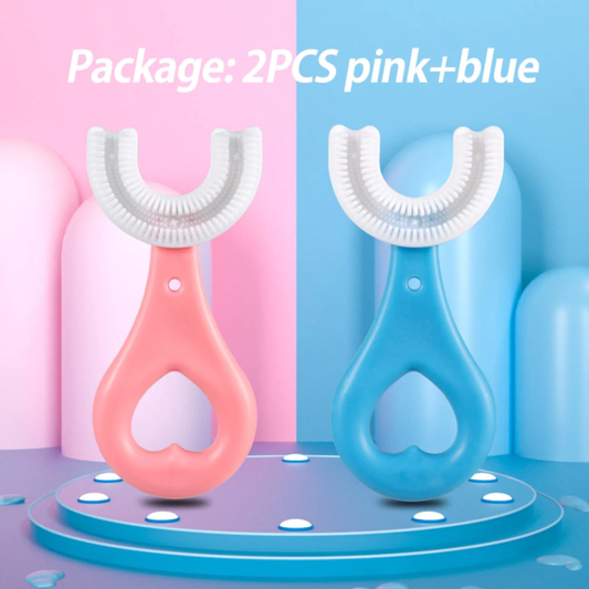 360° U-Shaped Baby Toothbrush | Soft Silicone Kids Toothbrush | Gentle Oral Care for Toddlers & Children (Random Color)