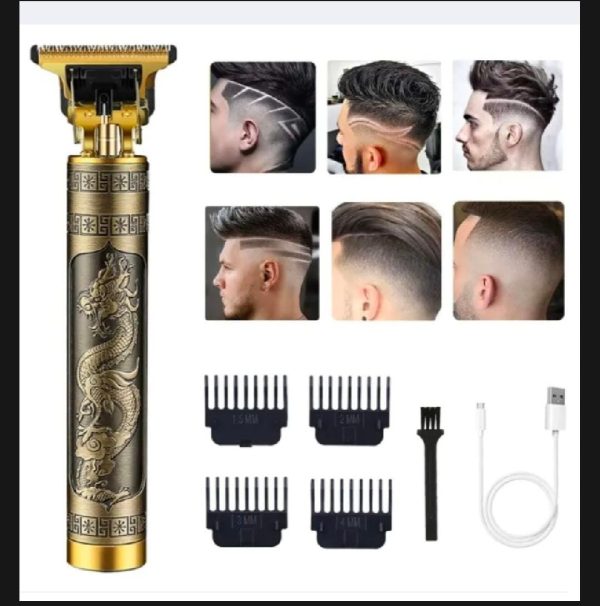 Metal Body Vintage T9 Trimmer | Golden Dragon Hair Clipper for Men | Professional Beard & Hair Cutting Machine"
