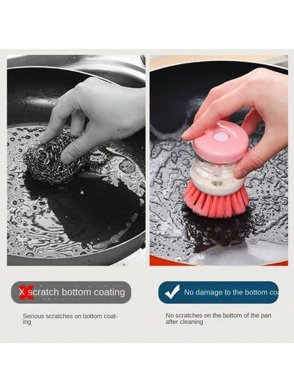 Mini Dishwashing Brush with Built-In Scrubber – Oil-Resistant Kitchen Cleaning Tool | Removes Stains, Random Color