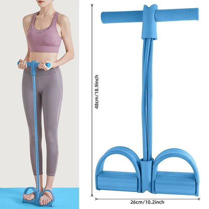 Pedal Resistance Band for Full Body Workout – Latex Exercise Pull Rope, Sit-Up Expander, Tummy Trimmer & Yoga Stretching Equipment